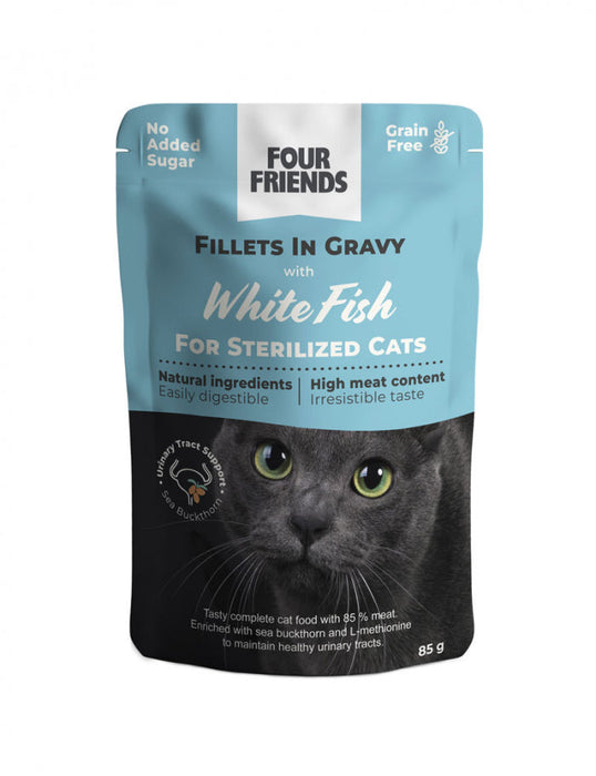 FourFriends Sterilized White Fish in Gravy Pouch - Helfoder Katt