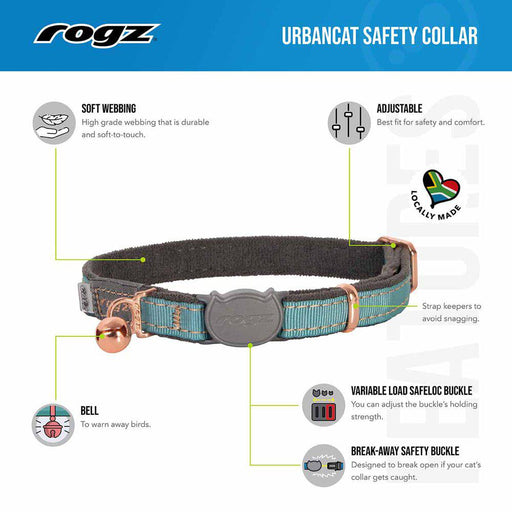 Rogz Urbancat Halsband Olivgrön Xs 26,5-23cm