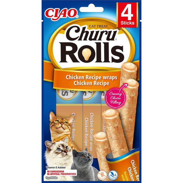 Churu Cat Rolls Chicken Wrap Chicken 4st - 12pack